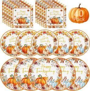 Thanksgiving Paper Plates and Napkins Sets Thanksgiving Party Plates Napkins Maple Leaf Pumpkin Tableware for Party Supplies