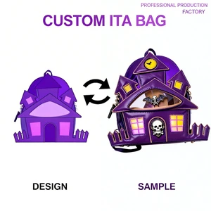 Customized Gothic Halloween Spooky Haunted House Ita Bag Backpack Hand Bags Women Lux Vegan Leather Material Custom Chosen
