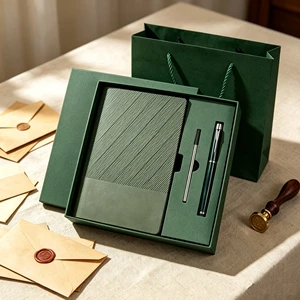 Custom Luxury Set Pu Leather Soft Leather Skin Feel Office Convenience A5 Notebook Set Journal With Pen For Business