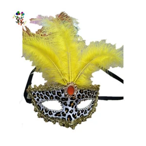 Cheap Venetian Mardi Gras Party Costume Leopard Feather Masquerade Masks HPC-0453