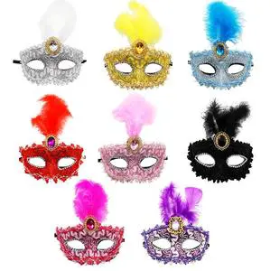Carnival Prom Fancy Party Feather Venice Half Face Sexy Eye Mask Halloween Christmas Lace Party Masquerade Masks