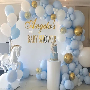 Baby Shower Birthday Party Decor Kids Adult 130pcs Blue Silver Macaron Balloon Garland Arch Event Party Foil Balloons