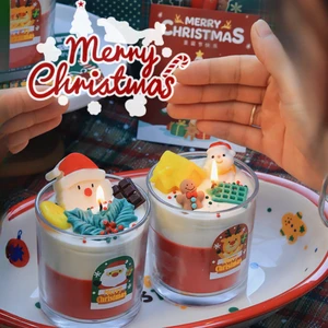 Best-selling Christmas Holiday Gift Handmade Santa Snowman Gingerbread ManDessert Candles AromatherapyCandle for Xmas HomeDecor