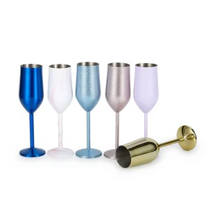 220ml Stainless Steel Wine Cocktail Glasses Unbreakable Metal Champagne Flutes Goblet For Party Wedding