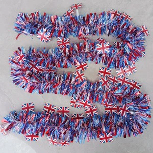 British Flag Ribbon Tinsel Garland Holiday Decorations National Day Party Arrangement Colorful Hanging Decorations