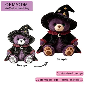 Eco-friendly Wizard Teddy Bear Plush Doll Super Soft Polyester Customizable Halloween Stuffed Animal Toy For Kids Festival Gifts