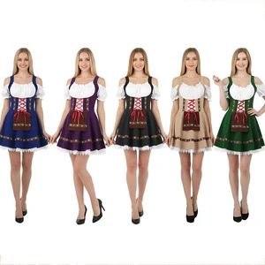 German Festival Bavarian Waitress Maid Dirndl Dress Women Oktoberfest Costume TRAD-006