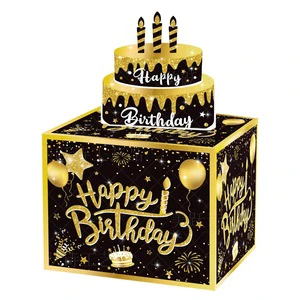 Nicro Factory Birthday Party Supplies Surprise Box Festival Atmosphere Props Cash Pull Game Black Gold Money Grab Paper Boxes