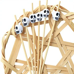 10mm Skeleton Stick Halloween Decoration Sign Hamburger Sign 100 Support Disposable Food Grade Biodegradable JM-70 Customizable