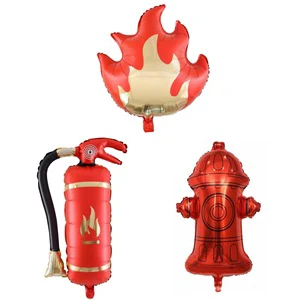 Matte Flame Fire Extinguisher Aluminum Foil Balloon for Birthday Party Supplies Children's Firefighter Theme Decorations