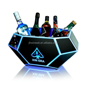 Custom Rechargeable Mirror Acrylic LED 5L Boat Shape Luxury Ice Bucket For Bar KTV Liquor Brand Promotion Nightclub