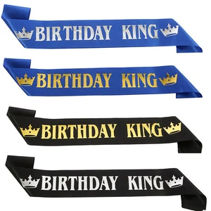 Happy Birthday King Prom Decoration Gifts for Men Birthday Gathering Blue Black Color with Gold Silver Foil Stamping Custom Logo
