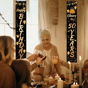 QIFU 50 Birthday Door Curtain 50th Birthday Party Decorations Adult 50 Years Birthday Balloon 50 Anniversary Party Supplies