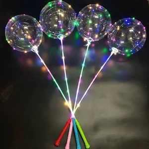 Factory Wholesale Festival Party LED Light up Bobo Balloon Transparent 20 Inch with Stick
