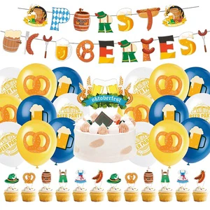 German Paper Oktoberfest Flag Banners-round & Rectangular Designs for Birthday Holiday Themed Parties