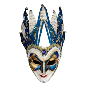 High Quality Blue Gold Venetian Joker Party Mask Masquerade Mardi Gras Mask