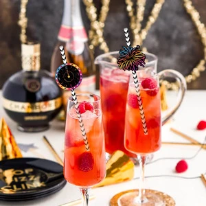 Modern New Year Decoration Disposable Colorful Paper Straw Cake Gift Birthday Flag Party Supplies