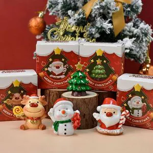 Creative Ancient Master Synthetic Resin Holiday Christmas Small Gifts Mini Cute Animals Tree Desktop Ornaments Santa 7116C Made