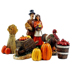 Pilgrim Village Mini Thanksgiving Figurines Gift Set of 6