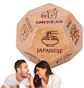 Adult Party Game 12 Sides Wooden Decision Dice for Couples Date Night Halloween Funny Choice Maker for Food Naughty Challenges