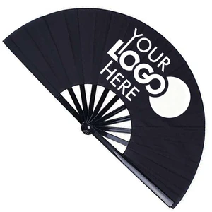 Customized Printed Large Hand Fan Plastic Bone Folding Fan Rave Festival Fans