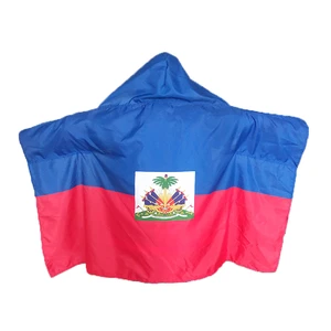 Custom 3x5 FT Vivid Color Haiti Body Banner Cape Flag for Football Events National Day Sports Games with Elastic Loop