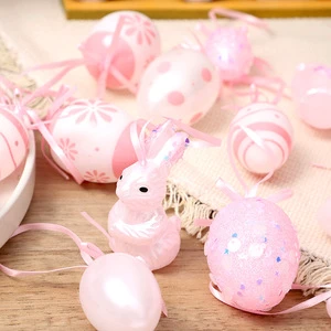 Wholesale Easter Painted Rabbit Chick Egg Pendant With Gift Box Resurrection Egg DIY Arrangements for Easter Party Decorations