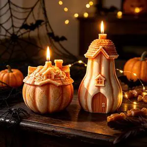 3D Pumpkin House Handmade Candle Plaster Silicone Mold DIY Halloween Scented Wax Mold Modern Minimalist