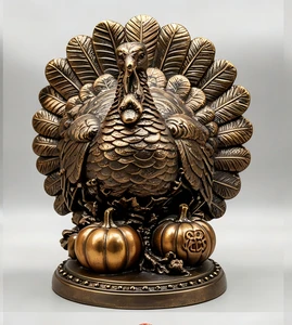 Wholesale Custom New Retro American Thanksgiving Turkey Pumpkin Resin Artificial Sculpture Hand-Painted Details Love Home Decor