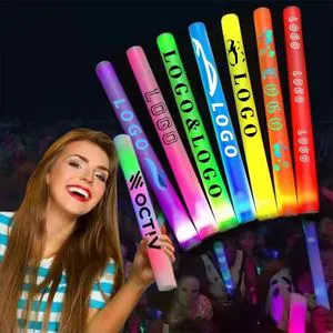 Nicro LED Glow Sticks Colorful Plastic Foam Light Sticks Neon Party Supplies for Concert Cheering Adult Party Decor