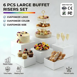 6PCS Pack Wedding Decoration Party Acrylic Dessert Table Cube Catering Buffet Acrylic Risers For Food Display Acrylic Risers Set
