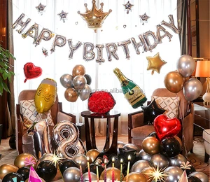 IN STOCK Adult Child Champagne Bottle Party Supplies Balloons Happy Birthday Decoration Set Balloons Party Decorations Set