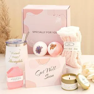 Promotional Get Well Soon Gift Set for Women Valentine's Day Gift Set Self Care Stainless Steel Tumbler Luxury Spa Set