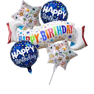 New Blue Christmas Birthday Aluminum Film Balloon Set 5-piece Banner Children's Year End Party Recyclable Atmosphere Decoration