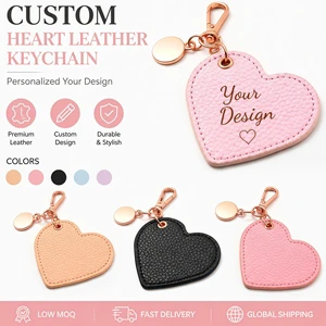 Custom Engraved Heart PU Leather Keychain Personalized Initial Date Monogrammed Souvenir Gift For Lovers Thanksgiving Day