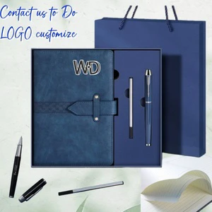 Luxury Custom Logo Business Style Embossed Notebook Gift Box Set Pen USB Combo for Women Valentines Day Personal Gift Set