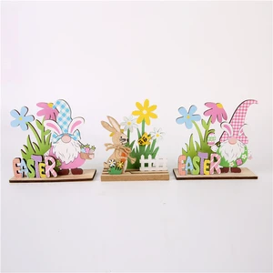 Hot Sale High Quality Natural Color Easter Bunny Wooden Ornament New Arrival Eco-friendly Reusable Lightweight Table Decoration