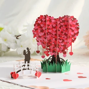 Chinese Valentine's Day Heart-shaped 3d Greeting Card Gift, Valentine's Day Card, Flower Shop Couple's Gift