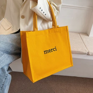 Colored Canvas Purple Pink Heavy Duty Shopping Bag Custom Logo Printed Letter Tote Bag Luxury Gift Bag For Wedding Bride