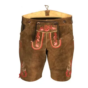 Octoberfest Bavarian Trachten Lederhose Men Women Austrian German USA Short Lightweight Breathable Suede Leather Embroidery