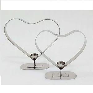 Modern Silver Heart Light Holders Set Mirror Polish Excellent Quality Home Christmas Chinese New Year Decoration Movable