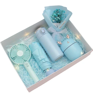 2026 Mother's Day Gift Set Custom Logo Beautiful Bouquets Vacuum Fan Umbrella Humidifier for Birthday Christmas Mothers Day