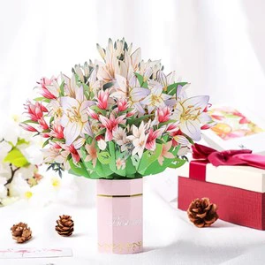 3D Pop-Up Flower Bouquet Card Best Gift for Wife Mom Birthday or Mother's Day Greeting Cards
