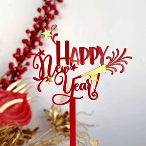 Customizable Acrylic Cake Toppers in Number Shape Happy New Year Cake Accessory for Party Decorations