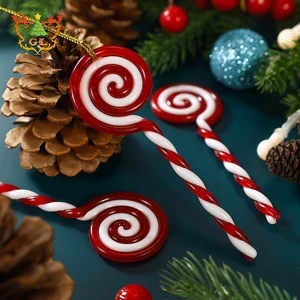 Cute Durable Christmas Decorations 3.5x10.5cm Lollipop Creative Red White Two-Color Plastic Candy Stick Pendant Customizable