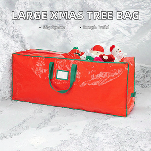 Large Capacity Red Plastic Rectangular Christmas Tree Storage Bag