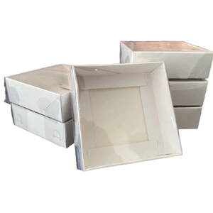 9x9x3 cm White Paper Gift Box with Clear Transparent Matte Finish Lid for Christmas for Cookies Cake Candies Party Packaging