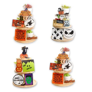 Creative Home Wooden Products New Halloween Layered Tray Decoration for Party Supplies Desktop Factory Price