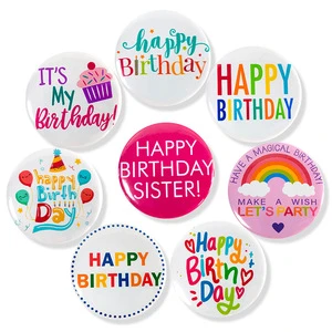 Happy Birthday Plastic Badge Pin for Adults-Eco-friendly Reusable Party Decorations Award Ribbons for Valentine's Day Children's