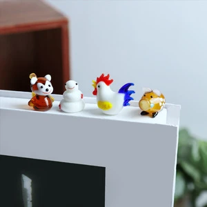 Handmade Glass Chinese Zodiac Animals Figurine Blown Glass Miniature Collection 12 Cute Mascot For New Year Gift